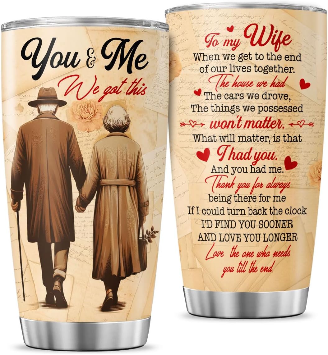 Romantic Gift for Wife, You Me We This 20oz Insulated Stainless Steel Tumbler, Sentimental Travel Cup for Her, Anniversary, Birthday, Valentine’s Day Present for Women
