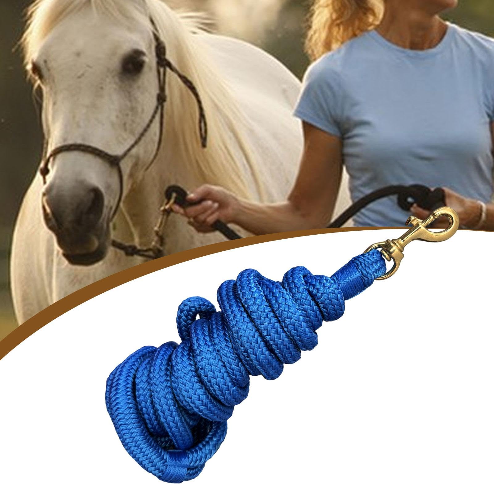 Sharplace Corda per Cavalli, guinzaglio per Prestazioni equestri, Linea di longhina, Attacco rapido per Cavezza, per Pecore, Blu