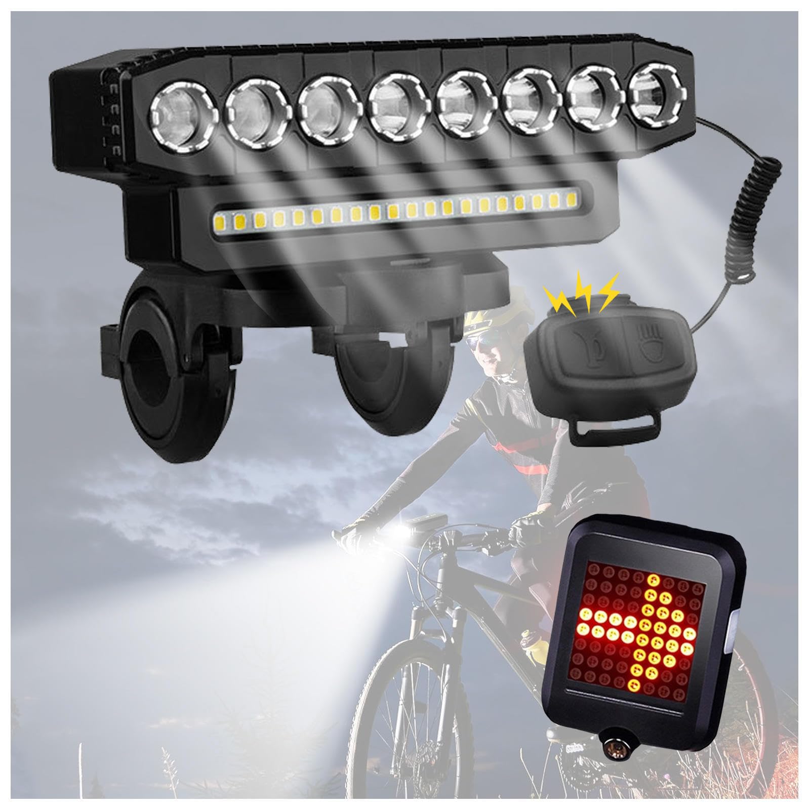 Luci Bicicletta Kit, USB Ricaricabile,Impermeabile Con Luce Posteriore Bici Da Corsa, Frecce Monopattino Elettrico Impermeabile,Per Bici Strada E Mtb