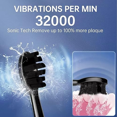 Miniatura 4 de ciciglow Cepillo de dientes eléctrico, 5 modos de alimentación eléctrica recargable, cepillo de dientes suave con 4 cabezales de cepillo para