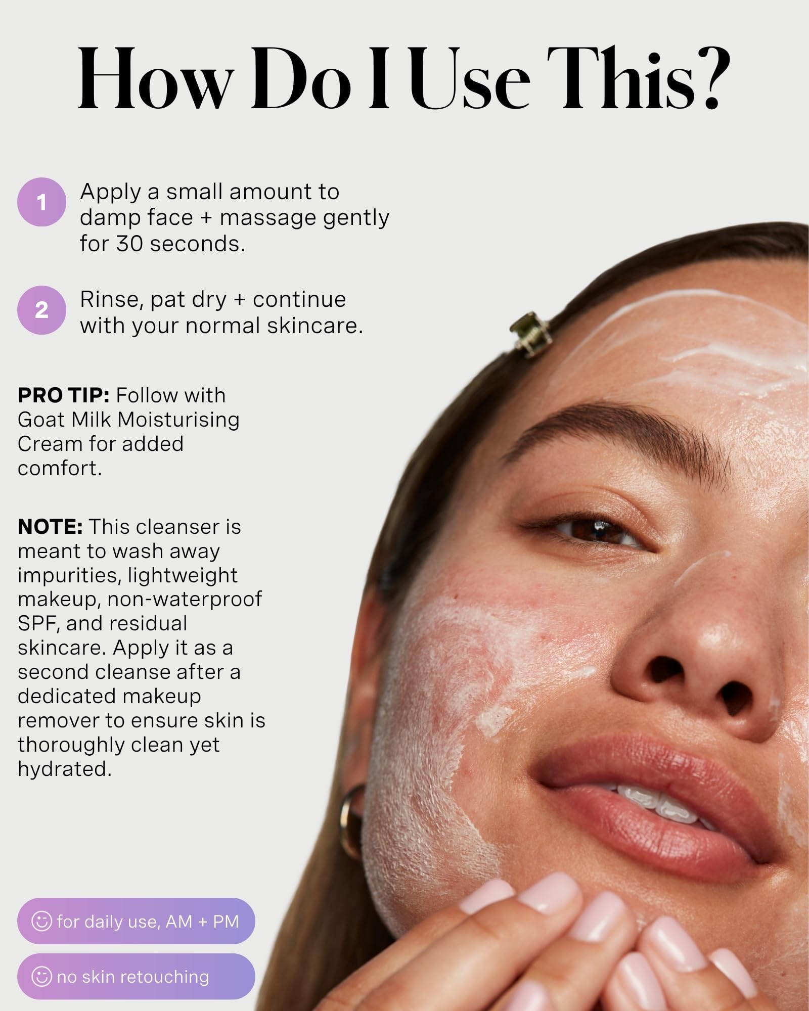 Kate Somerville Goat Milk Moisturizing Cleanser - Gentle Daily Face Wash – Creamy Hydrating Facial Treatment Suitable for Sensitive Skin, 4 Fl Oz