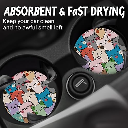 Miniatura 2 de Posavasos de automóvil para portavasos de automóvil, bonitos accesorios de automóvil para interior de mujer, 2 posavasos para automóvil, tapete de