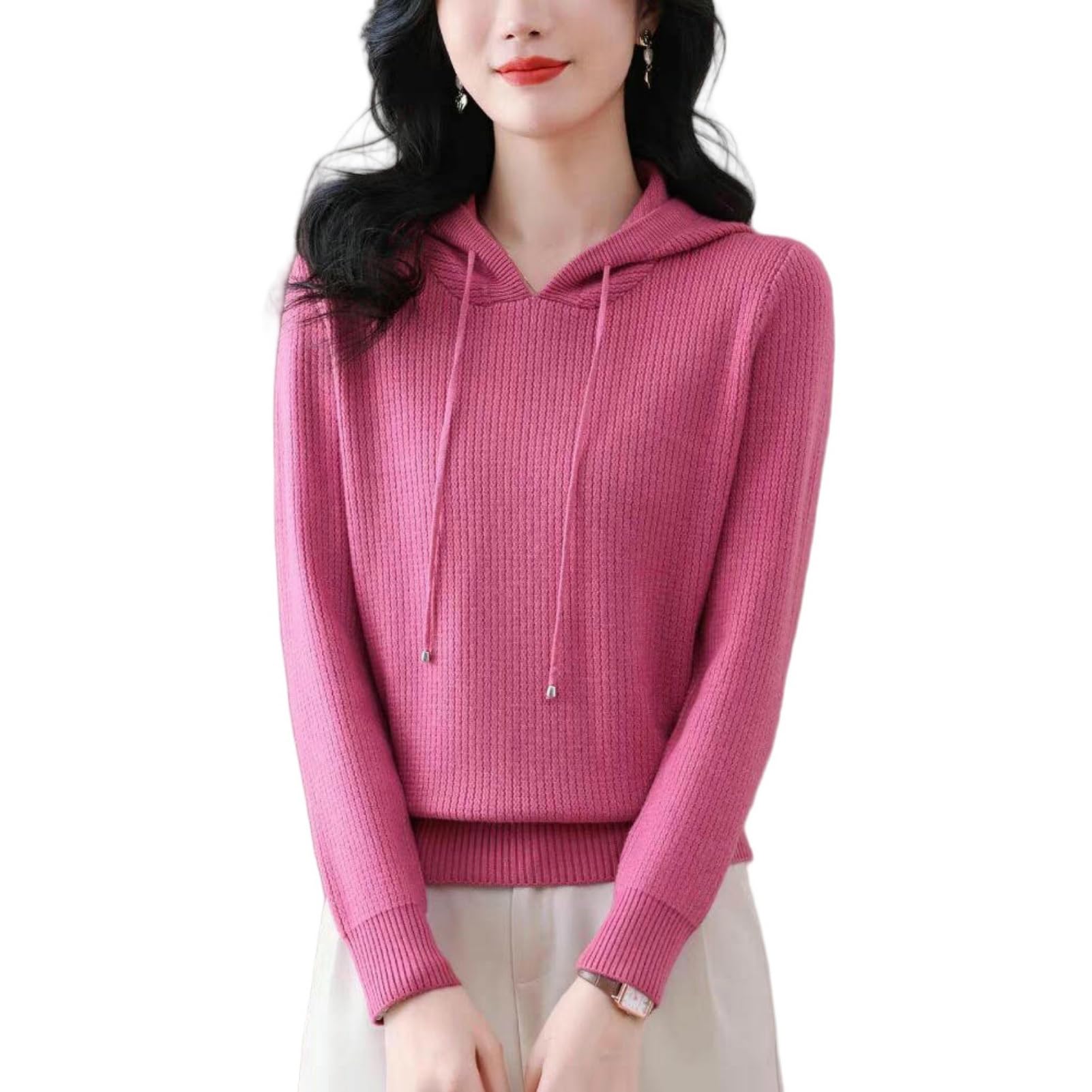 Pull en tricot à capuche décontracté idéal pour les balades de printemps - 8