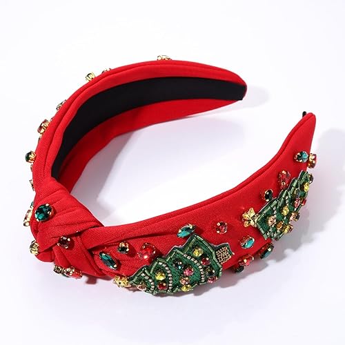 Vista 93 de Diadema de Navidad para mujer, accesorios de Navidad con cuentas, arco de Navidad, copo de nieve, diadema anudada HOHOHO, rojo y verde, perla