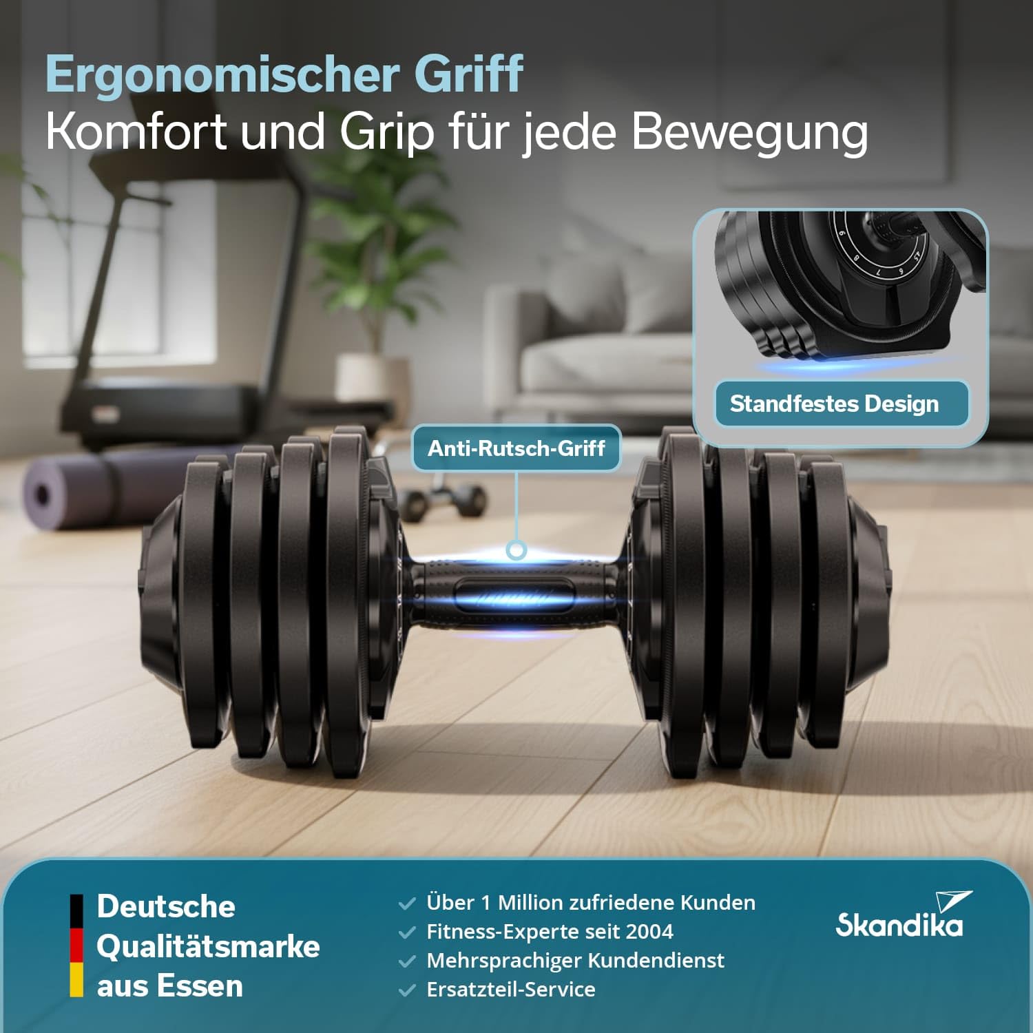 Skandika Hanteln Paino | Manubrio regolabile, set di manubri, pesi da 1,5 a 24 kg, set da 2 manubri, kettlebell, set di pesi, dumbbells, dischi pesi