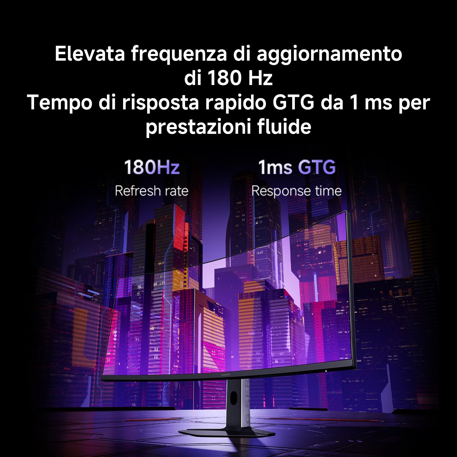 XIAOMI G34WQi 2026 Monitor Gaming Curvo 2K da 34 Pollici, 180Hz, 1ms GTG, FreeSync Premium, 1500R, HDR400, 100% sRGB, 95% DCI-P3,TÜV Low Blue Light (3440 x 1440/21:9/HDMI 2.0/DP 1.4)