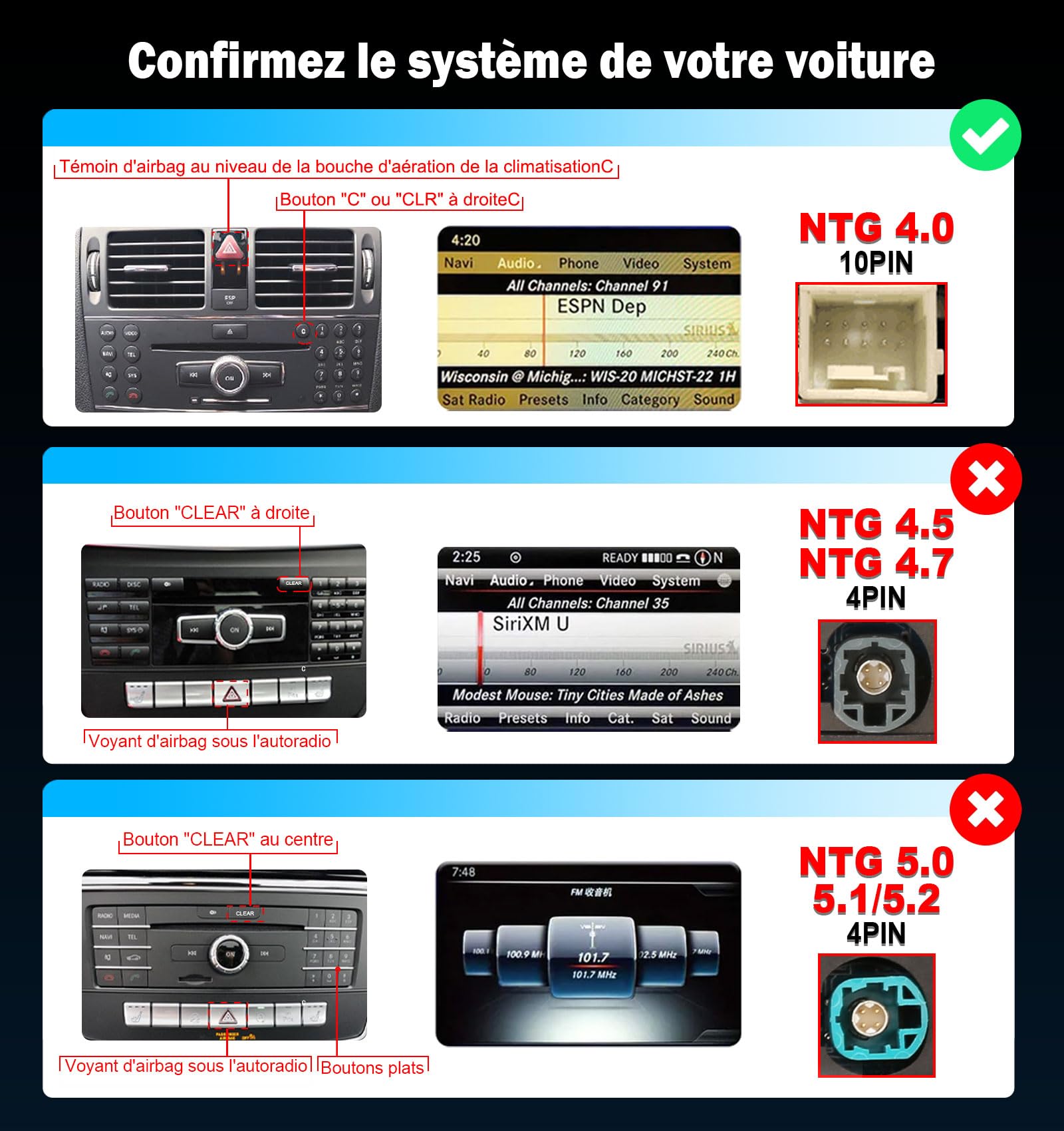 10.25" Android 16 Snapdragon 8 Core Autoradio GPS Navigateur pour Mercedes-Benz GLK-Class X204 système NTG 4.0, GPS Navigateur Wireless Carplay IPS Écran Tactile WiFi 4G LTE Dab+ DVR Bluetooth 5.0