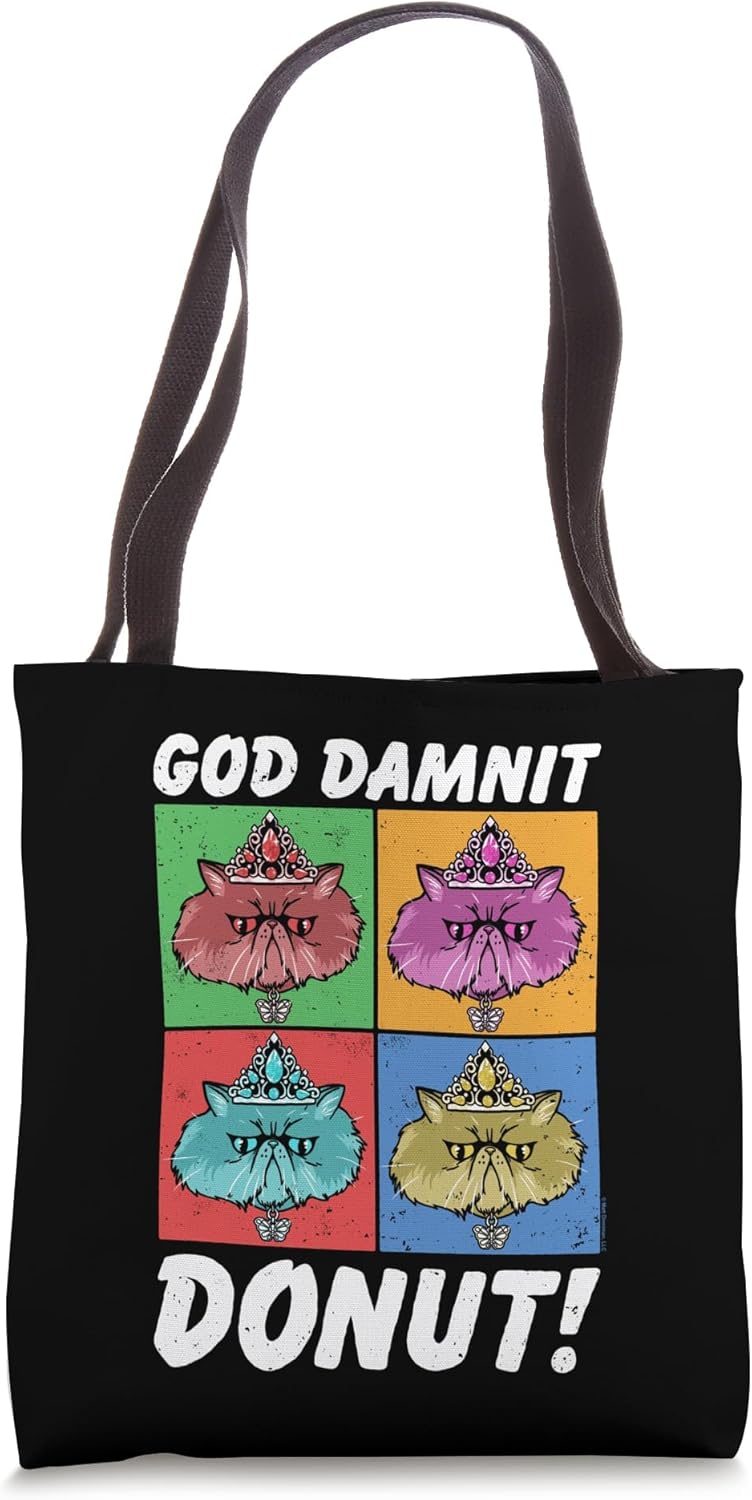 God Damnit Donut Cat Pop Art Book Tote Bag