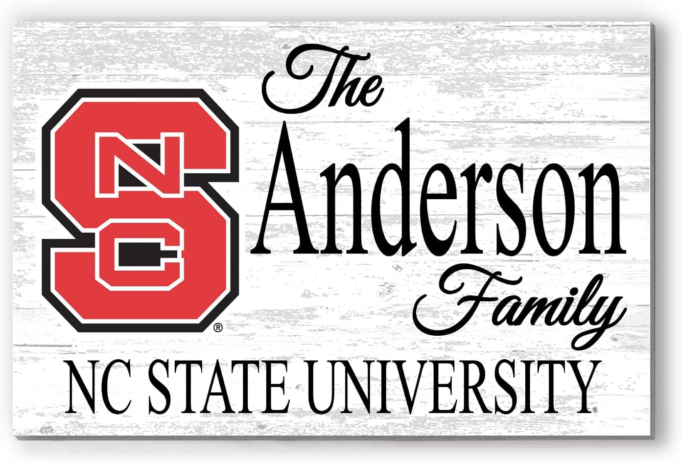 NC State Family Name Sign Solid Wood for Wolfpack Family, Fans, Alumni, Students or Graduation