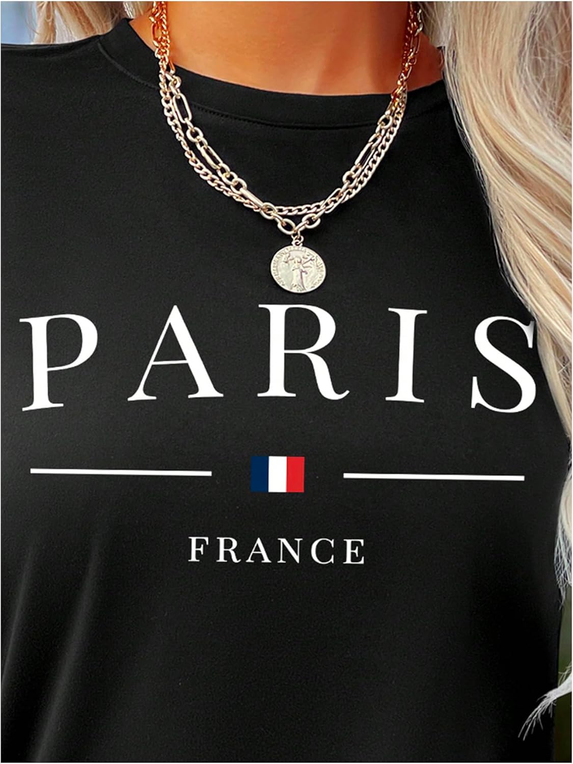 SweatyRocks Women's Long Sleeve Graphic Tees Paris Print Loose Tops Going Out Fall Vacation Clothes - Image 4