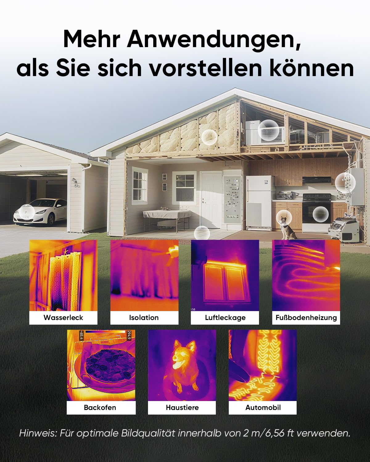 HIKMICRO D01 Wärmebildkamera, SuperIR 240 x 240 IR-Auflösung, SuperScene Smart Scene Recognition, 96 x 96 IR-Auflösung Wärmebildkamera, 3350mAh für 11 Stunden Akkulaufzeit, -20°C bis 400°C