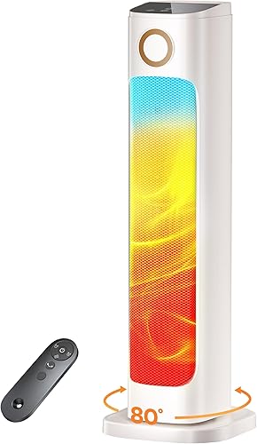 Calentador de espacio para interiores, calentadores eléctricos de 1500 W para interiores con control remoto, oscilación de 80, temporizador de 15