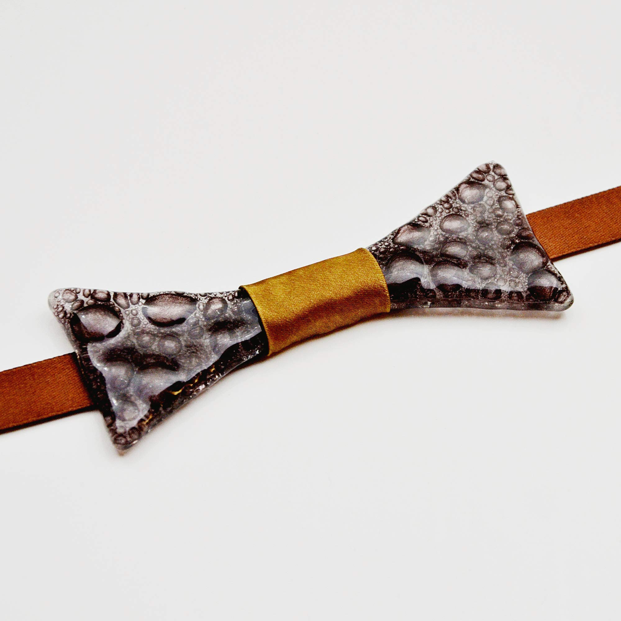 Papillon marrone • Vetro ceco • Vetro a bolle ceco • Nastro di raso • Papillon fatto a mano