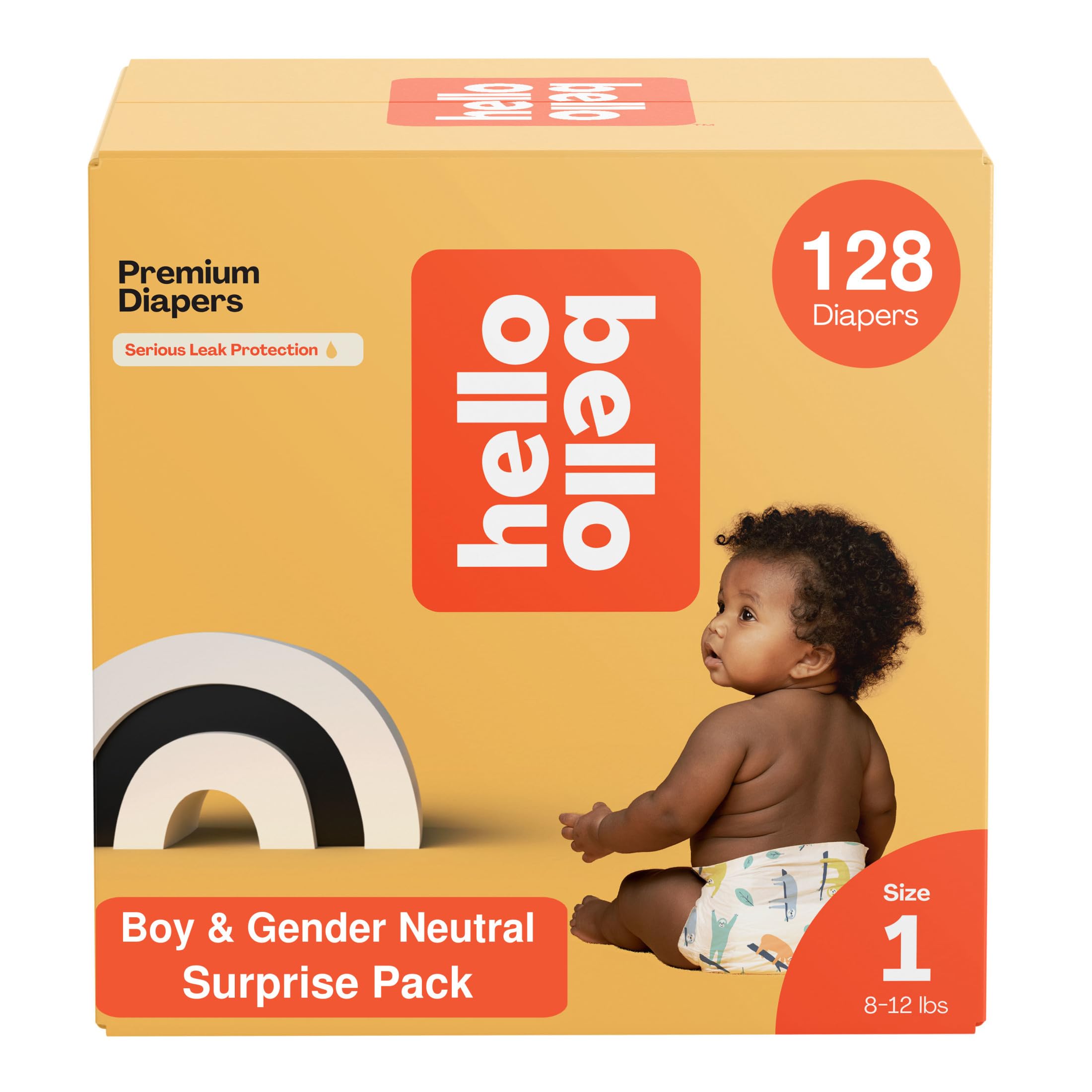 Hello Bello Premium Baby Diapers Size 1 I 128 Count of Disposable, Extra-Absorbent, Hypoallergenic, and Eco-Friendly Baby Diapers with Snug and Comfort Fit I Surprise Boy Patterns