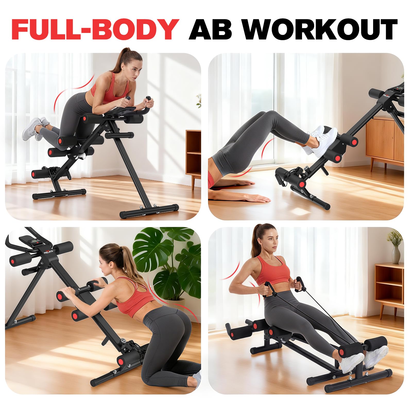 RELIFE REBUILD YOUR LIFE Bauchmuskel Trainer Bauch Trainingsgerät Bauchtrainer für Zuhause AB-Workout-Gerät Bauchtrainer Zusammenklappbarer