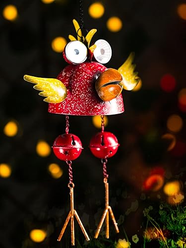 Miniatura 2 de Campanillas de viento solares de gallo para exteriores, divertida decoración de pollo para patio al aire libre, porche o patio trasero, decoración