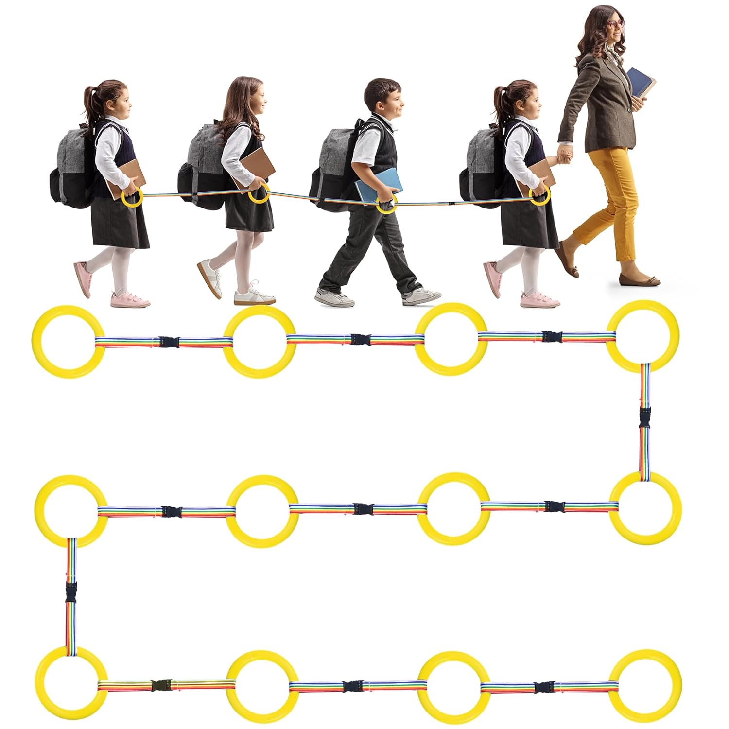 Tatuo 12 Set Toddlers Walking Rope for Preschool Toddlers Detachable Transition Rope Safety Daycare Rope for Preschool Daycare Kindergarten School Kids Outdoor Supplies (Yellow)