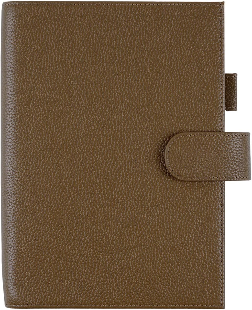 Moterm Leather Cover for A5 Notebooks - Fits Hobonichi Cousin, Stalogy and Midori MD Planners, with Pen Loop, Card Slots and Back Pocket (Pebbled-Chocolate)