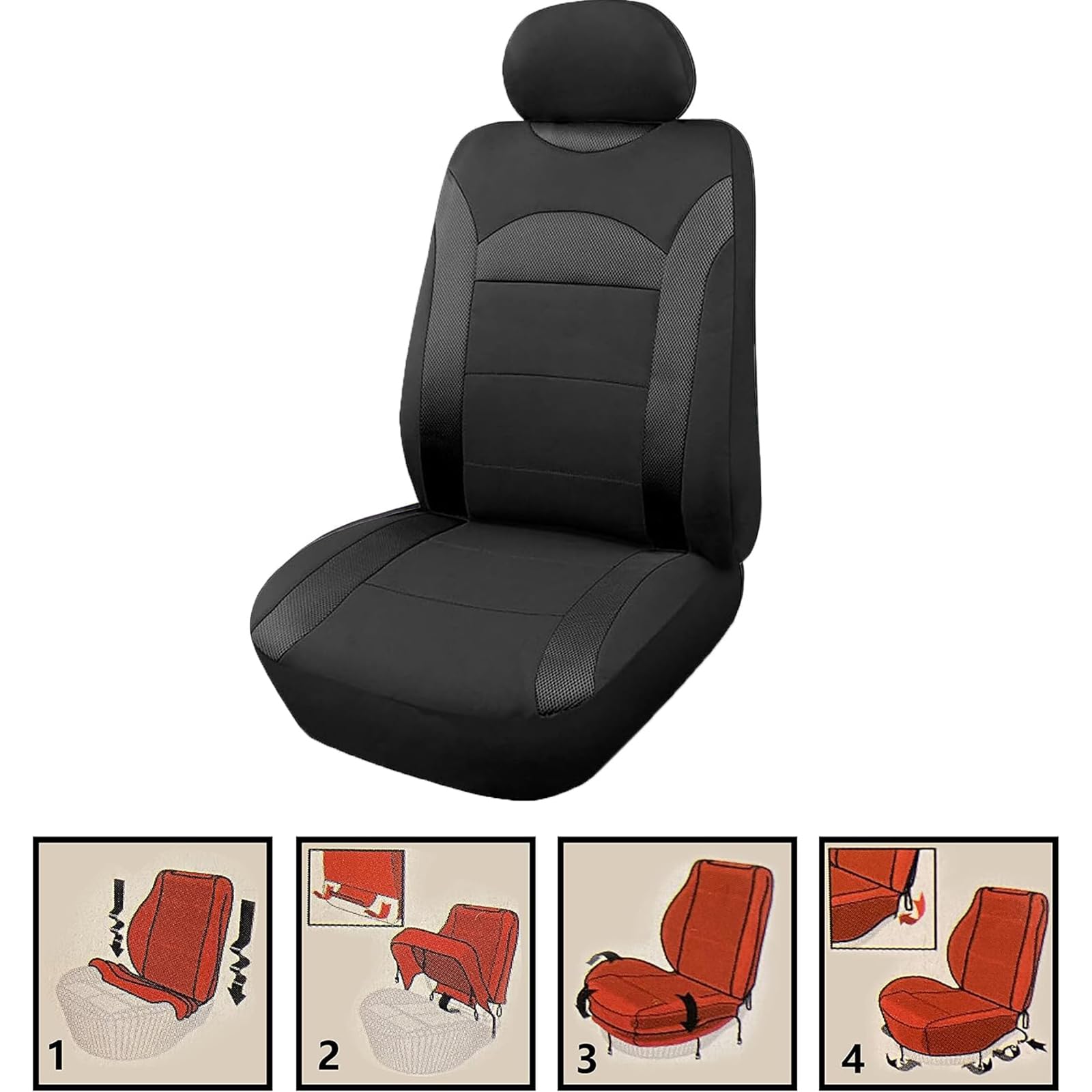 5 Funda para Asiento de Coche,Juego Completo Universal,Poliéster 100%, Transpirable y Comodo con Color Azul,Rojo,Gris y Negro (Azul)