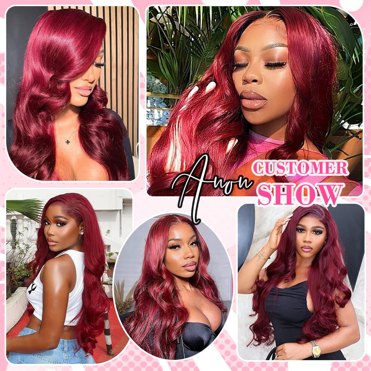 32 Inch 99j Burgundy Lace Front Wigs Human Hair Pre Plucked 13x4 HD Lace Front Wigs Body Wave Human Hair Wig 200% Density Glueless Red Color Frontal Wigs for Women