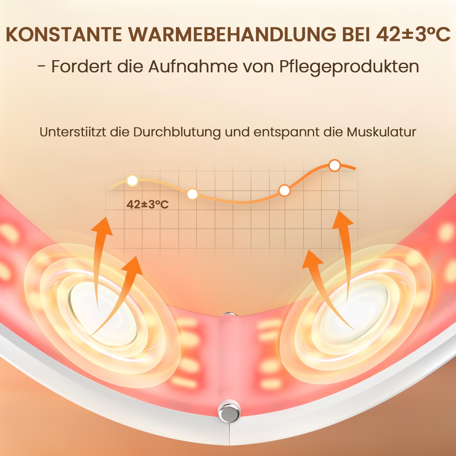 Doppelkinn Entferner, Elektrischer V-Form Gesichtsmassager mit 4 EMS-Modi & 9 Intensitätsstufen, 42°C Rot- und Blaulichttherapie, USB-C aufladbar, Face Lifting Gerät gegen Doppelkinn (Weiß)