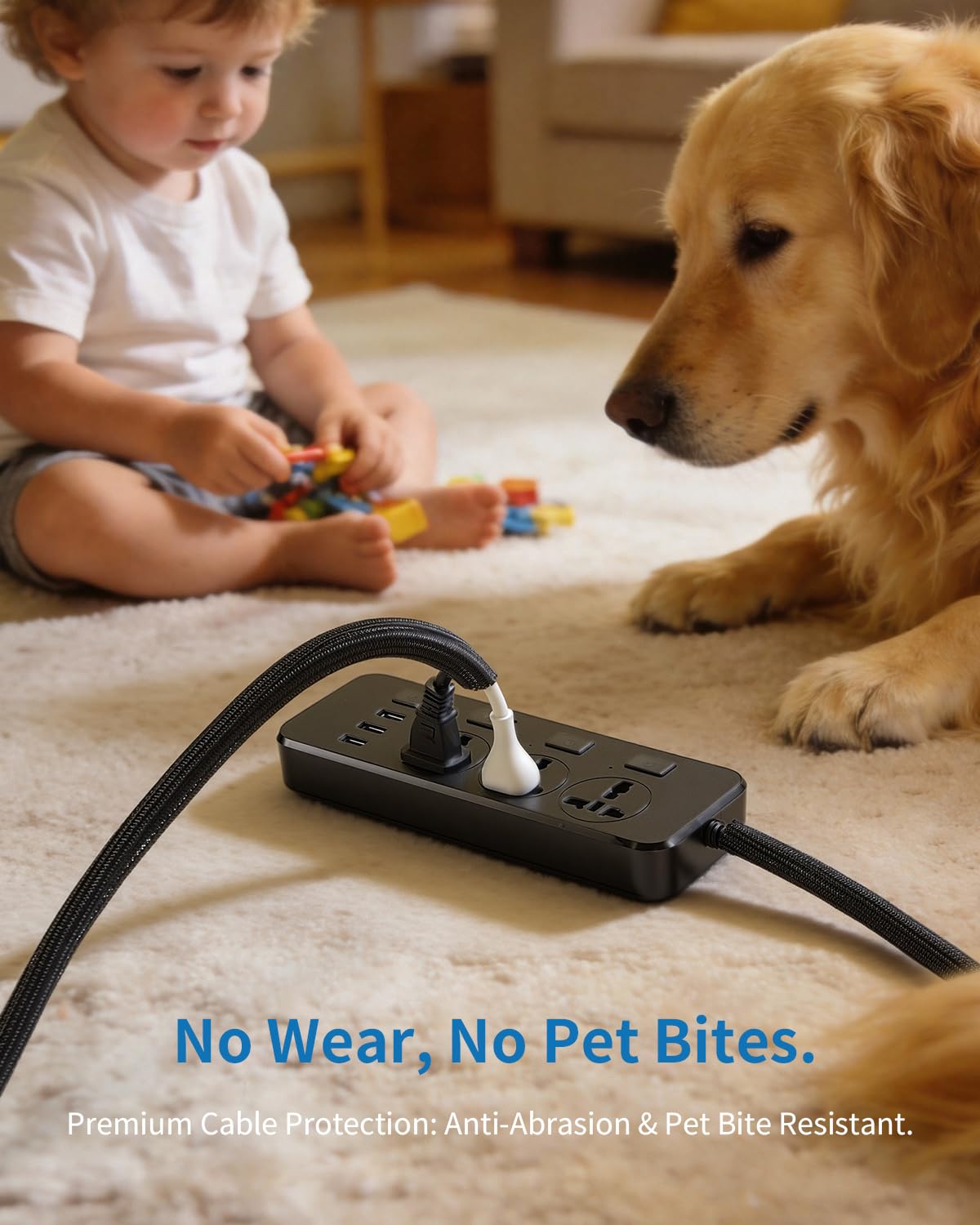 Yecaye 10ft - 1/2 inch Cord Protector Cable Sleeve, Split Braided Wire Loom Tubing for TV Computer USB Cable Power Cord, Cable Management Cord Protectors from Pets Cat no Chew, Black (with 10 Zipties) - 5