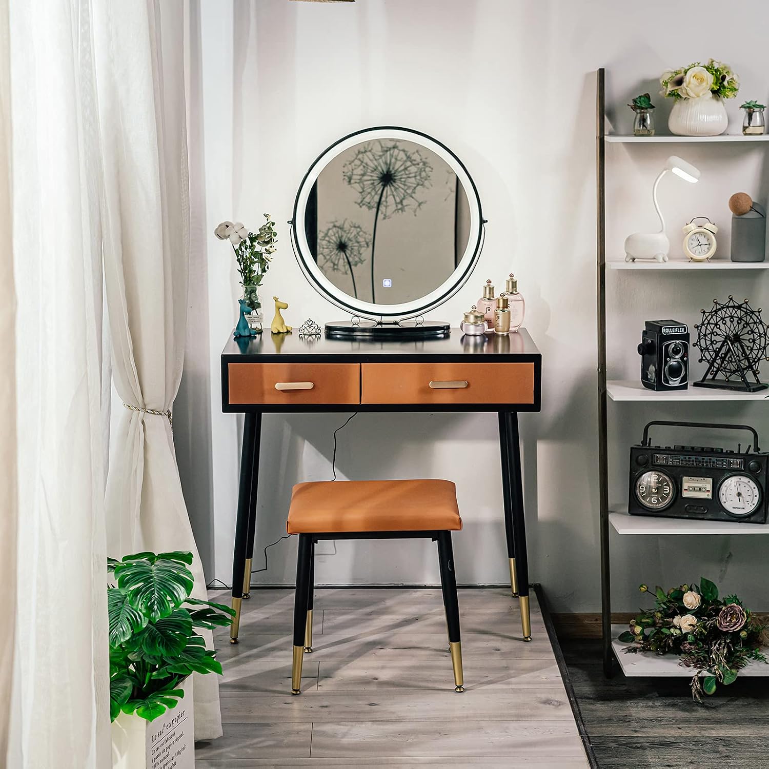 Amazon.com: ARTETHYS Vanity Table with Lighted Mirror and Cushioned