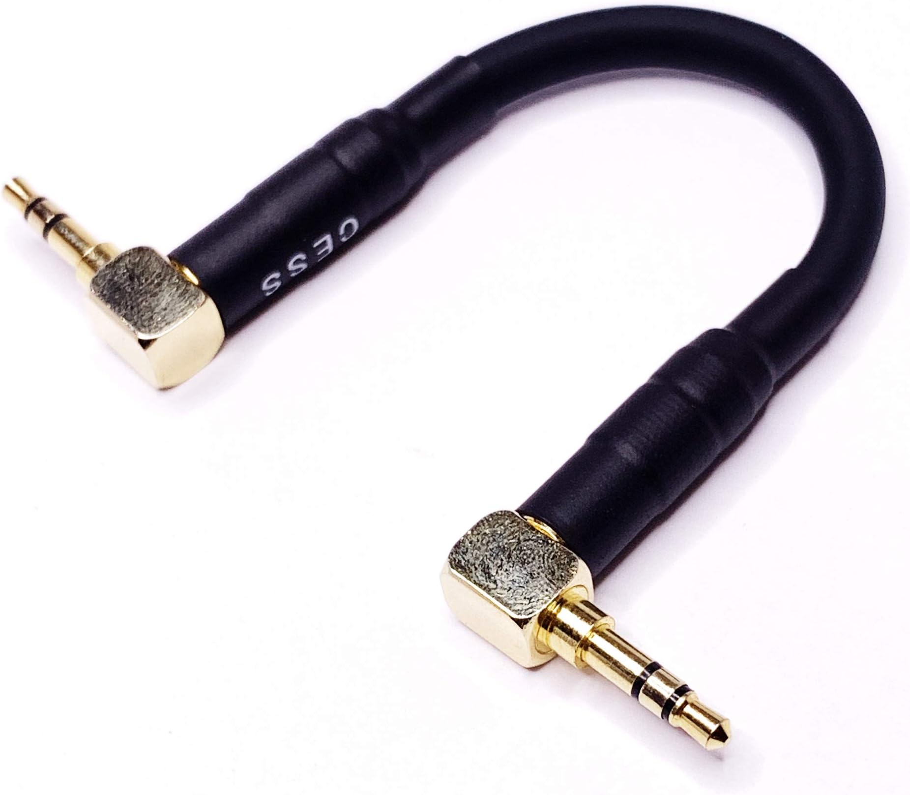 CNCESS CESS-067 Short 3.5mm Audio Shielded Patch Cable for Stacking DAP and Amplifier, Right-Angle 3-Inch