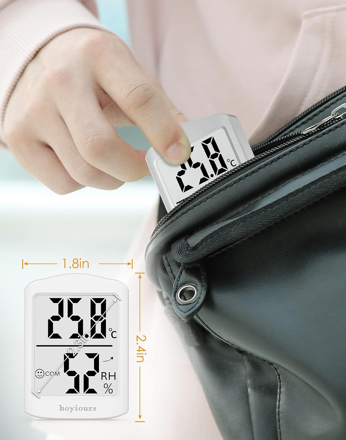 hoyiours Termometro Ambiente Interno, Set 3 Pezzi Termometro Igrometro Digitale 3s Aggiornamento Rapido con Grande Schermo LCD, Sensore Temperatura e Umidità Misuratore per Soggiorno, Ufficio, Bianco Bianco-3PCS - Immagine 3