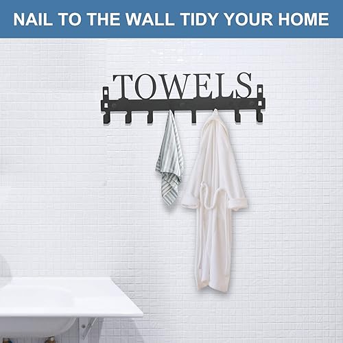 Miniatura 6 de Azmoncy Ganchos para colgar sobre la puerta, toallero para toallas de baño para colgar de alta resistencia, colgador de toallas de montaje en pared