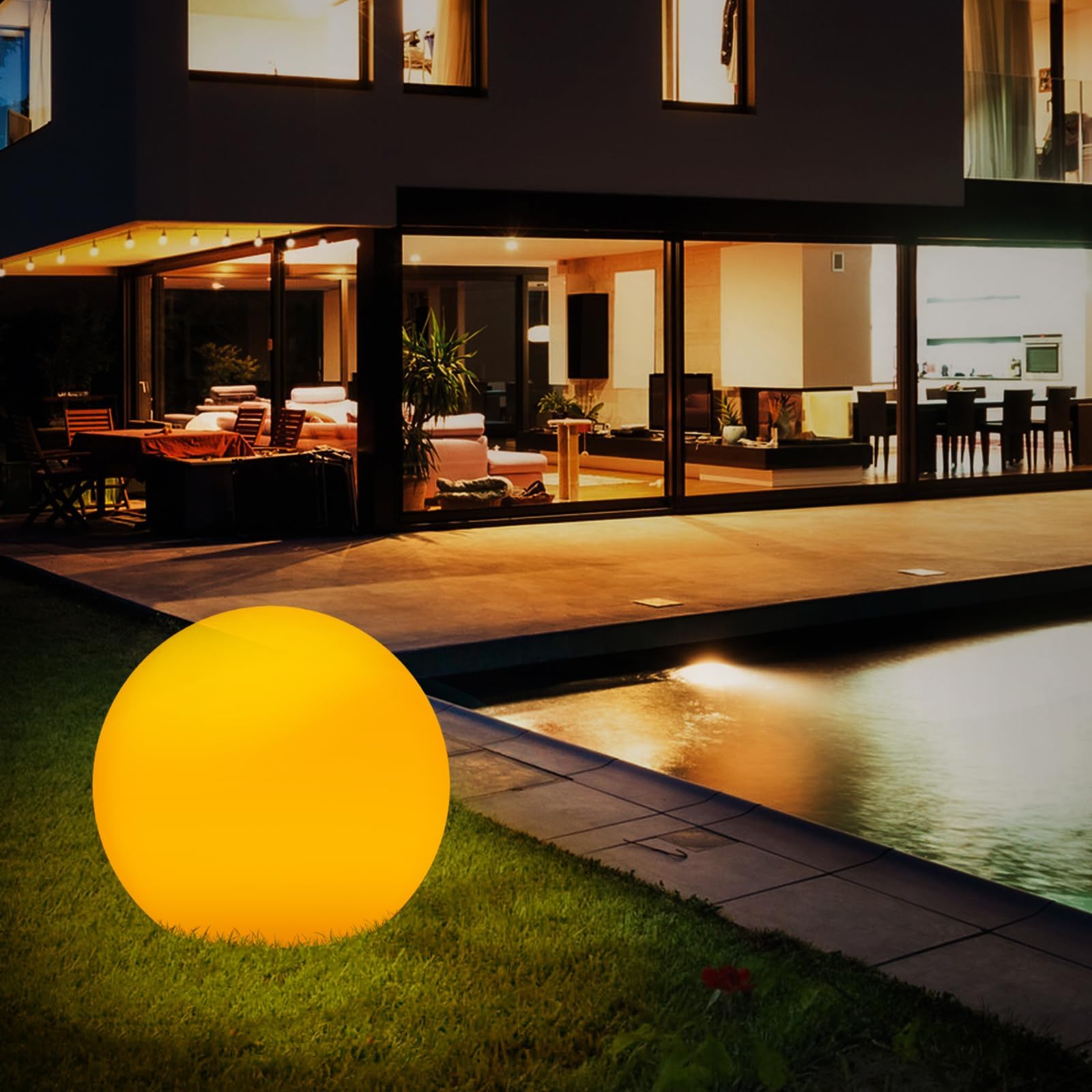 Globe De Jardin Extérieur 200 Mm - IP44, Douille E27 (ampoule LED Jusqu'à 60W Non Incluse), PMMA, Pour Mât Max 60 Mm, Ambré
