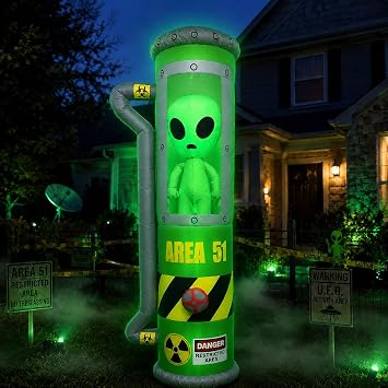 8FT Halloween Alien Inflatable Blow Up Outdoor Decorations with LEDs