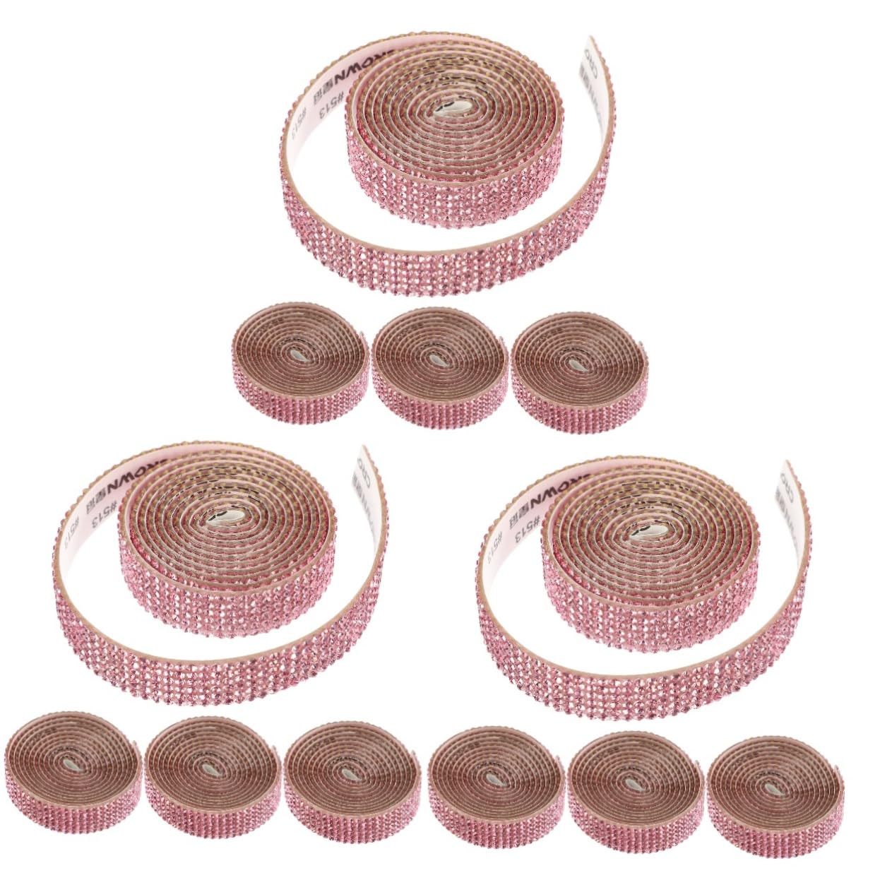12 Adesivi Adesivi con Strass Nastro di Diamanti Strass o Bling Nastri Glitter Fai da Te Perlati Toppe Fai da Te con per Cintura Cinture del Vestito Rosy