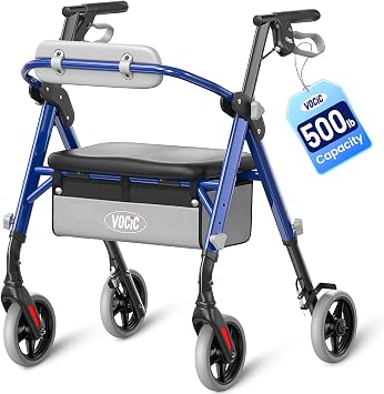 VOCIC Z11 Rollator Walkers for Seniors with Seat, 500 LBS Load, Ultra Wide