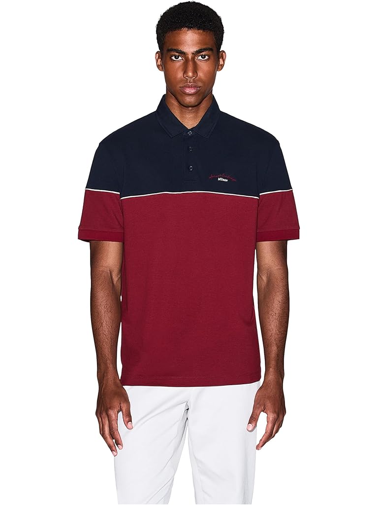 Black Armani Exchange Script Logo Colorblock Polo