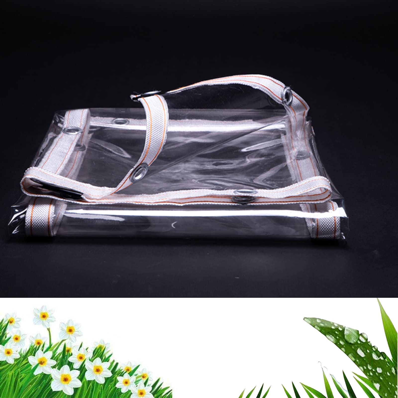Wasserdicht Plane Transparent,Regendicht Abdeckplane Folie PVC Klar Vorhang,Garten Pavillon Carport Möbel Schutzhülle,Vordächer und Plane ?Reißfest,Verstärkter Rand Ecke,mit Ösen (2.3x3m/7.5x9.8ft)