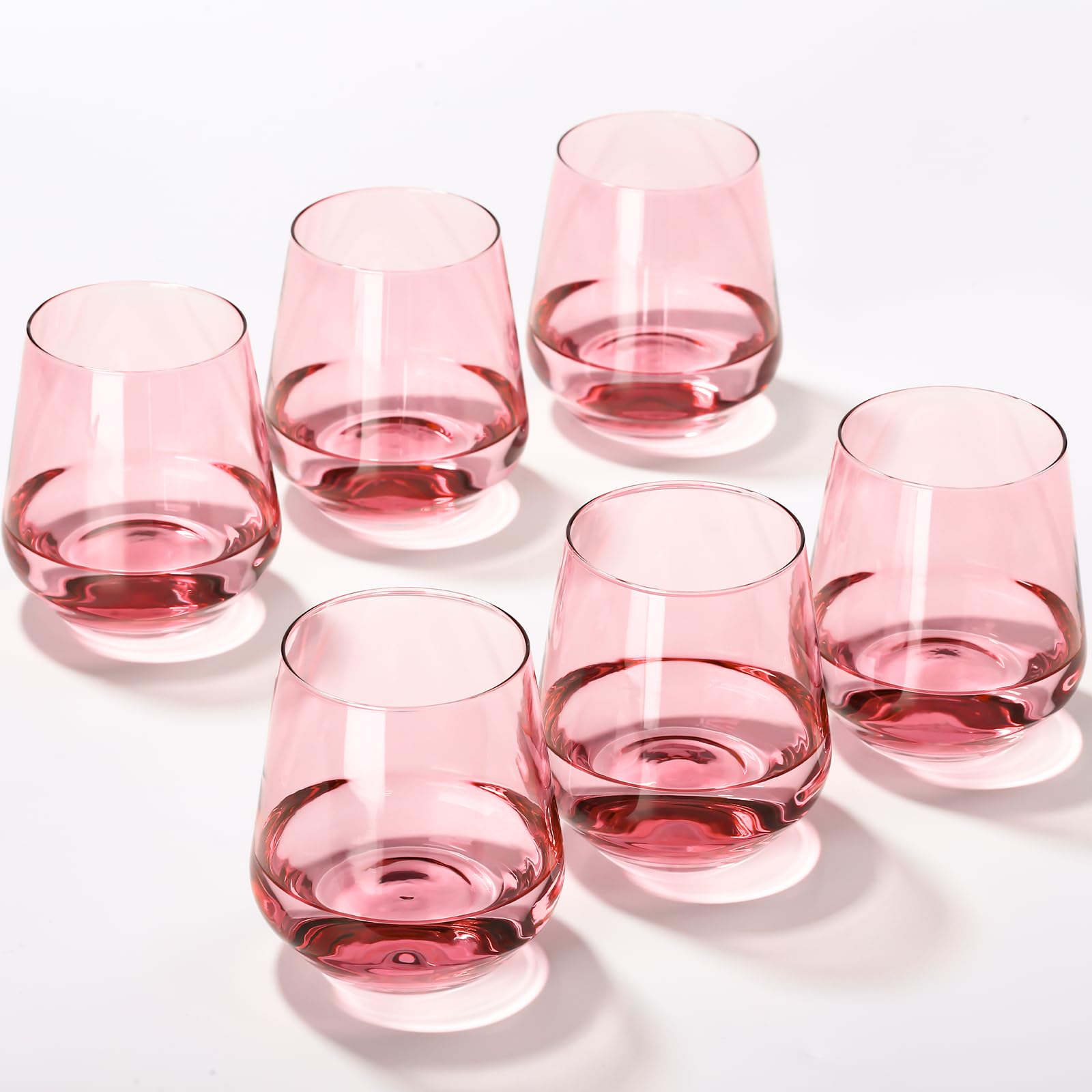 Weinglas-Set ohne Stiel, 170 ml, Weingläser, ohne Stiel, für Wein, Cocktails und Getränke, elegante Gläser für Zuhause, Bar und Urlaub, Rosa