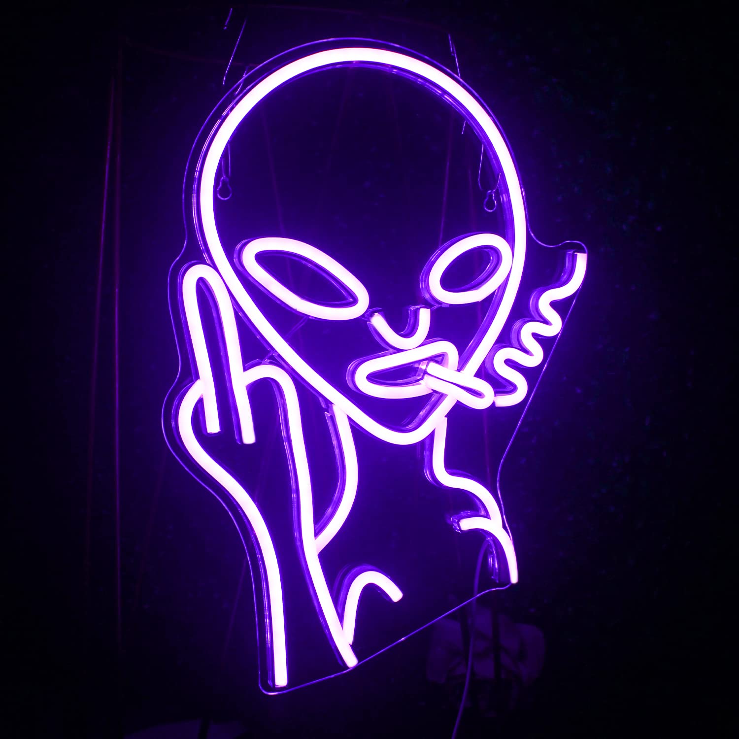 LUCUNSTAR Purple Alien Neon Sign Purple Alien LED Sign Neon Signs 