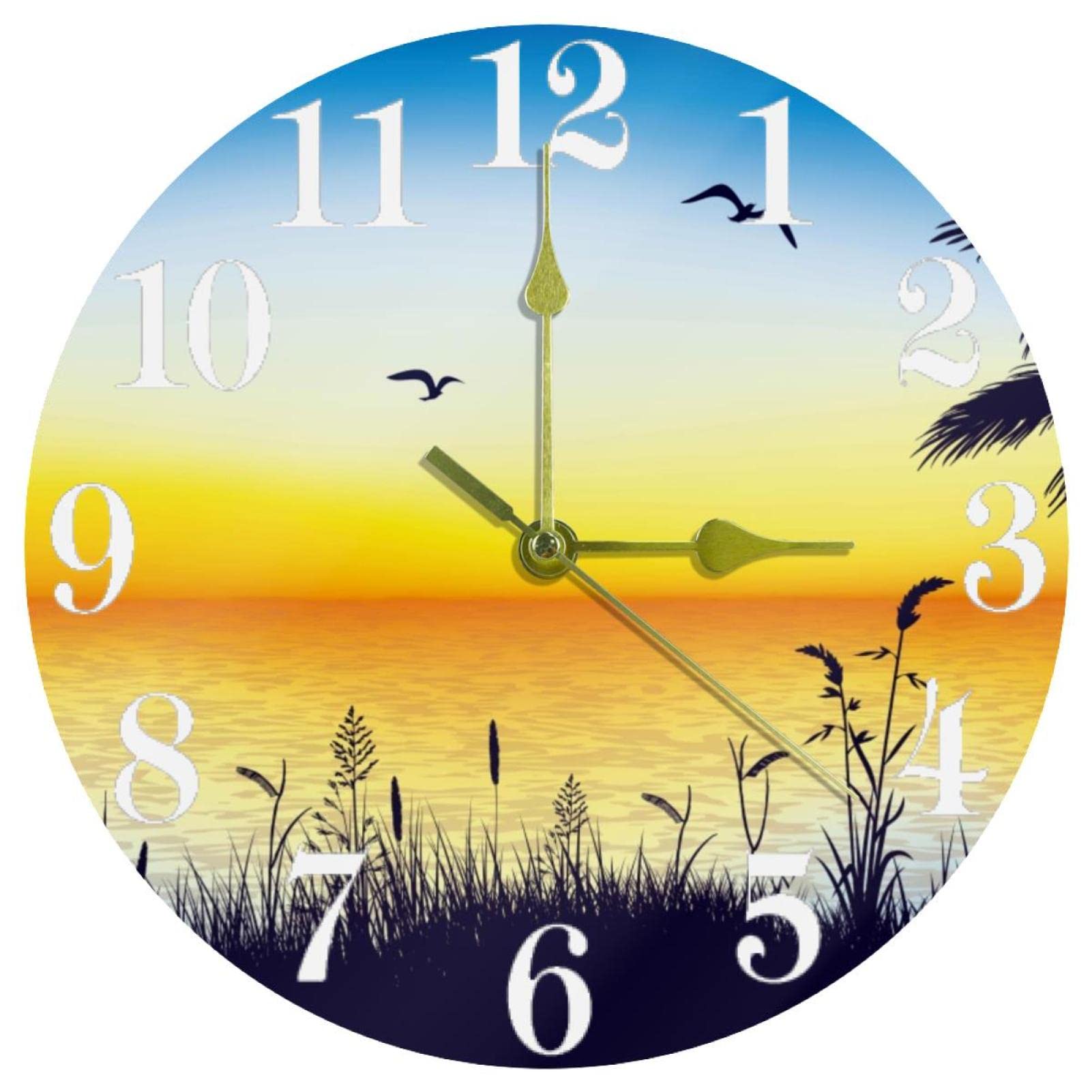 Horloge murale ronde silencieuse Sea Oats, l'élégance épurée pour décorer votre cuisine moderne