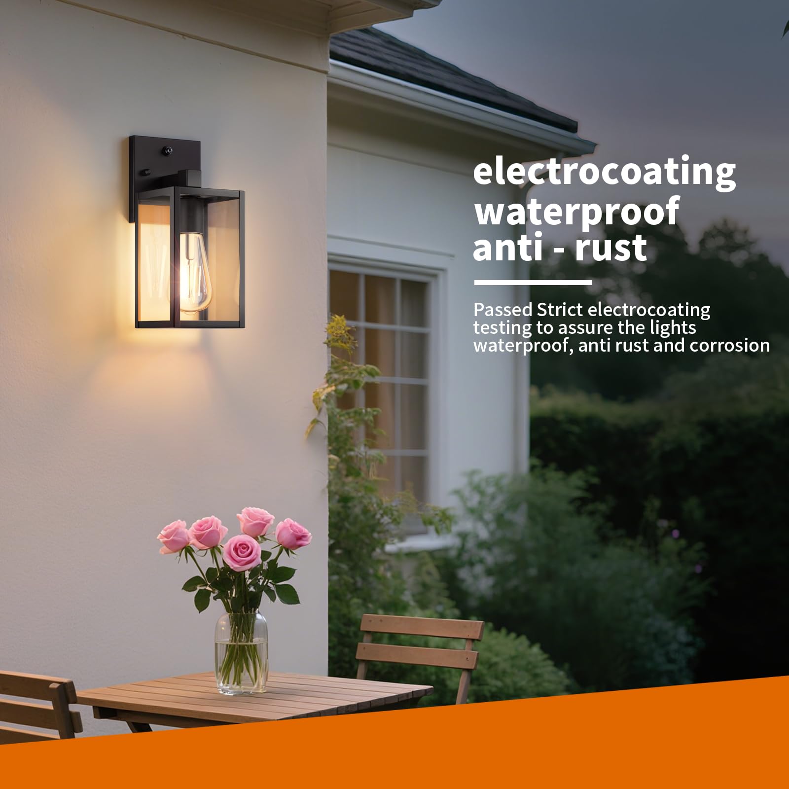 2 Pack Dusk to Dawn Exterior Lighting Fixtures Wall Mount Sensor Outside Front Porch Lights for House Outdoor — view 3