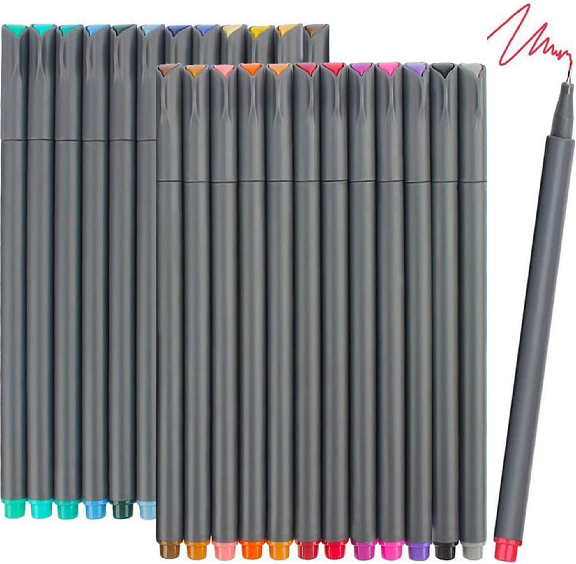 iBayam Fineliner Pens, 24 Colors Fine Tip Colored Writing Drawing Markers Pens Fine Line Point Marker Pen Set for Journaling Planner Note Calendar Coloring Office School Supplies Art Projects