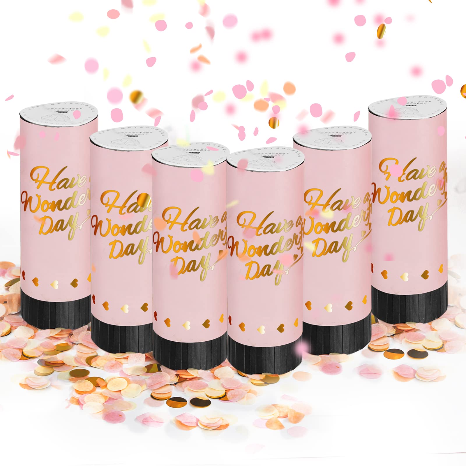 XiXiRan Canon à Confettis Rose – Lot 4 Tubes 28 Cm – Mariage, Anniversaire, Gender Reveal – Hauteur 3-5 M – Sécurisé Et Biodégradable