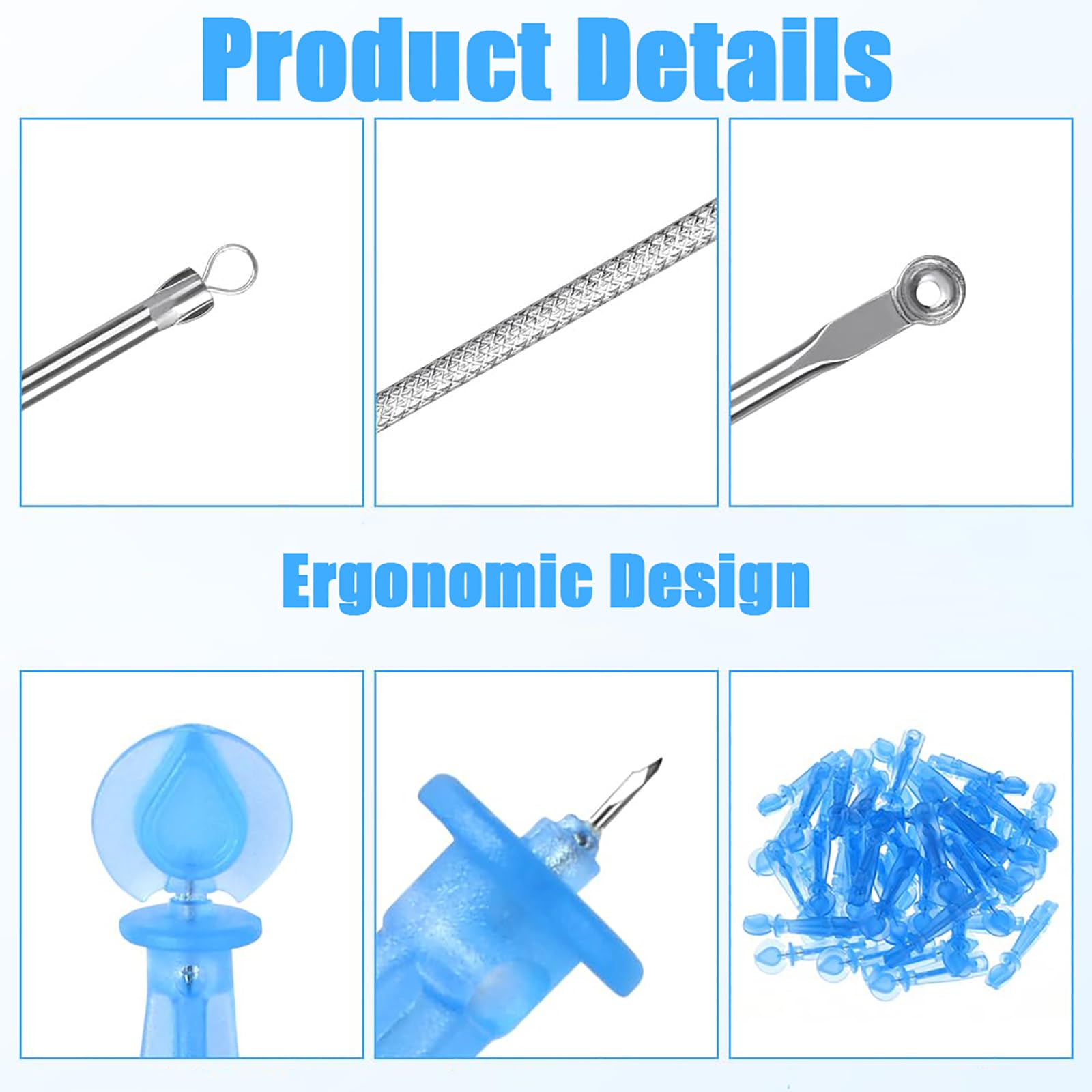 Desechables Eliminar Espinillas,101 PCS Succionador y Extractor de Puntos Negros y Granos Eliminador Profesional de Espinillas para Limpieza Facial Ideal para Uso en Hogar y Salón Aguja de Acné