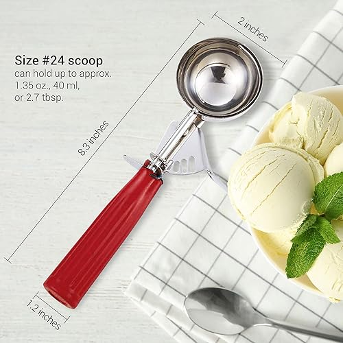 Miniatura 2 de Meadow Lane Cuchara de gatillo, tamaño #24 (2 pulgadas de diámetro), 1 paquete en rojo, capacidad de 2.7 cucharadas