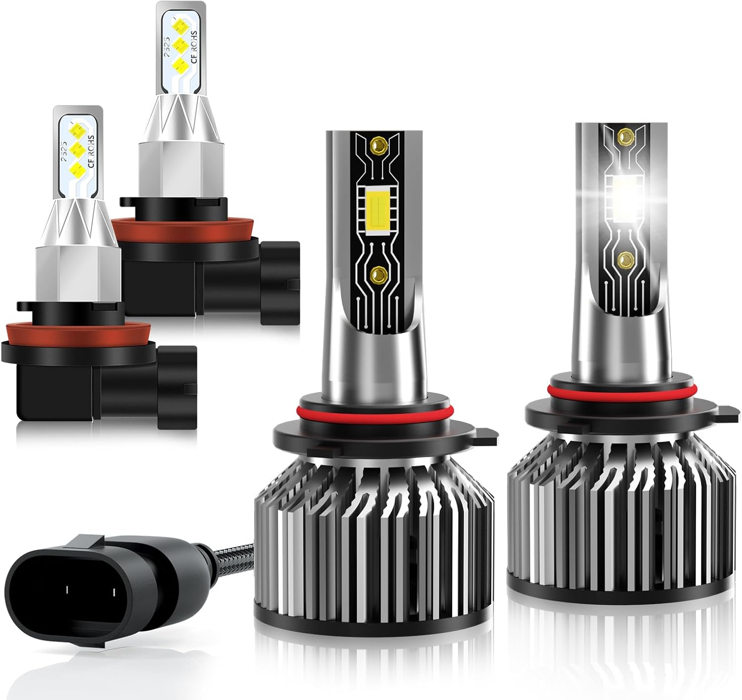 Compatible For Toyota RAV4 2016 2017 2018 2019 Bulbs,9012 High & Low Beam Bulbs with H16 Fog Bulbs,Plug and Play,6500K White 30000 Lumen,Pack of 4