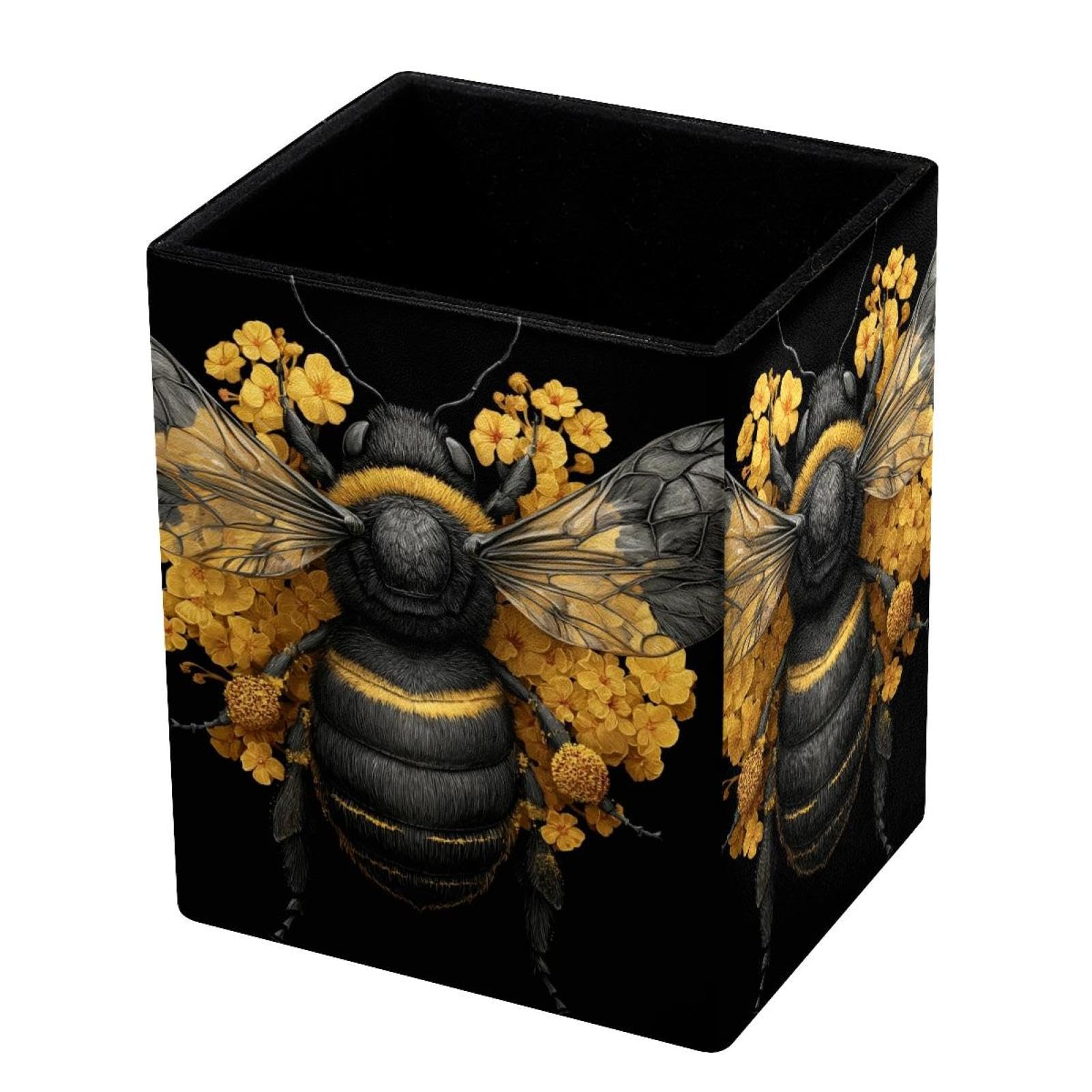 VAPOKF Pencil Holders for Desk, Bee Printed Pen Holders Pen Pot Makeup Brushes Storage Desktop Stationery Supplies Organiser for Home Office