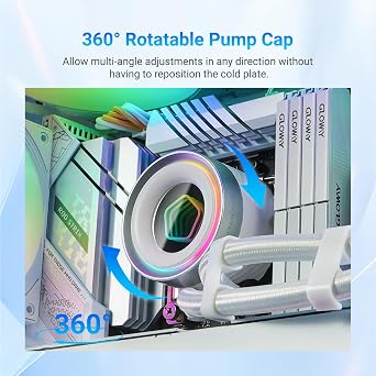 ID-COOLING FX360 INF White 360mm Liquid CPU Cooler, AIO Cooler ARGB Infinity Mirror Effect, 3x120mm Daisy Chain Fans, Low Noise Operation 27.2dBA Max, Compatible with Intel LGA1851/1700/1200/115X