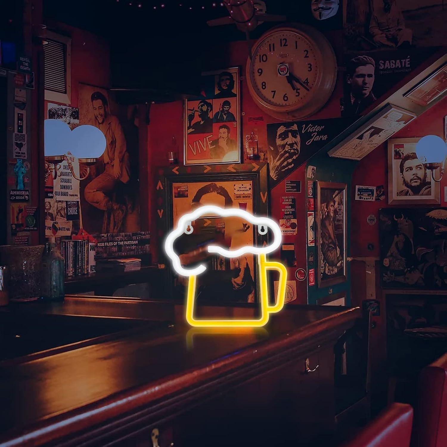 ENUOLI Neon Beer Signs Yellow White Beer Neon Light Bar Decor(Beer) image 3