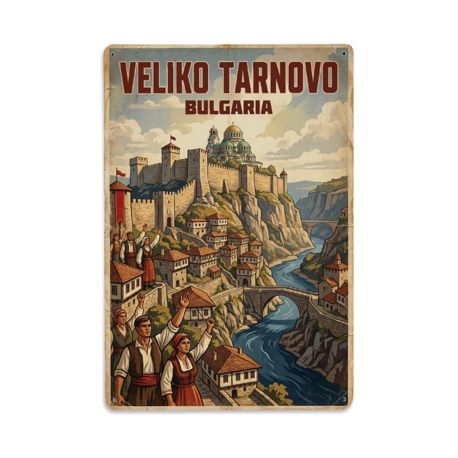 Retro Bulgaria Veliko Tarnovo Travel Metal Tin Sign