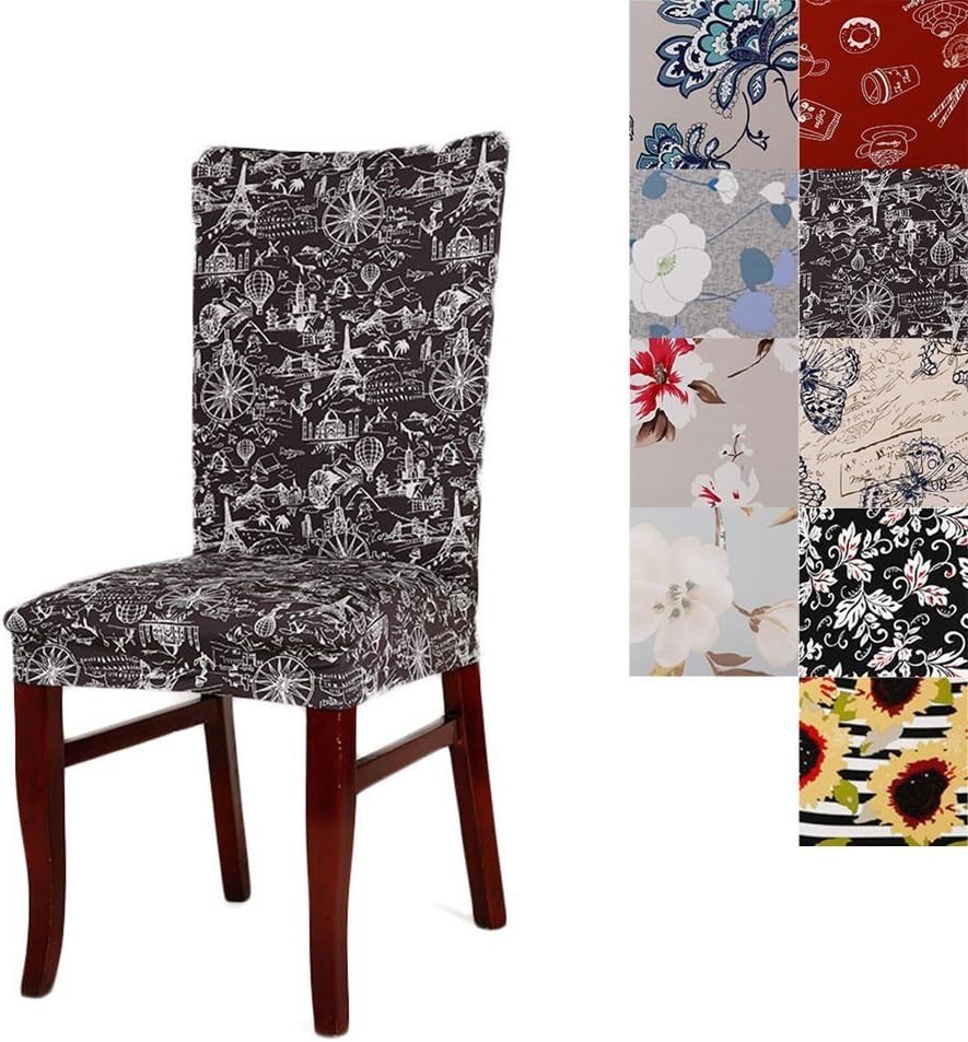 Super Fit Universal Stretch Dining Chair Covers, Removable Washable Slipcovers for Dining Room Chairs (Pack of 4, C)